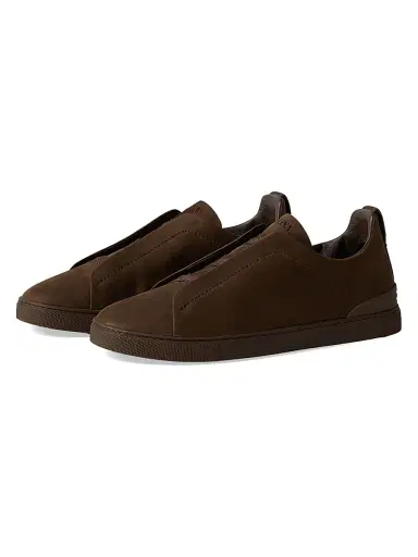 ZEGNA Men's Triple Stitch Secondskin Nubuck Sneakers - Olive Green | Thumbnail 13 ZEGNA Men's Triple Stitch Secondskin Nubuck Sneakers - Olive Green | Thumbnail 13