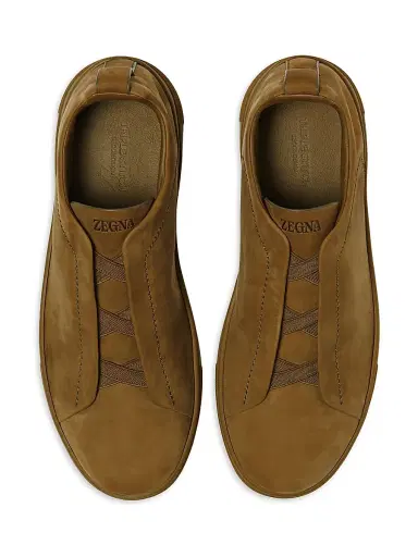 ZEGNA Men's Triple Stitch Secondskin Nubuck Sneakers - Olive Green | Thumbnail 3 ZEGNA Men's Triple Stitch Secondskin Nubuck Sneakers - Olive Green | Thumbnail 3