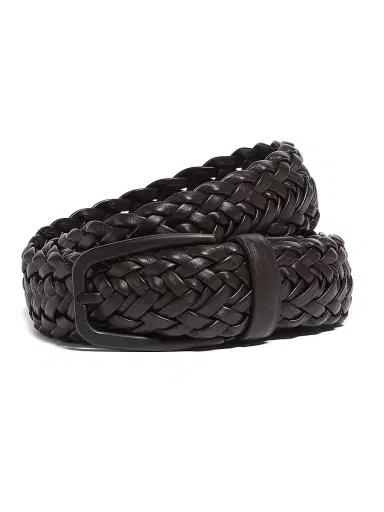 Zegna Men's Leather Braided Belt | Thumbnail 1 Zegna Men's Leather Braided Belt | Thumbnail 1
