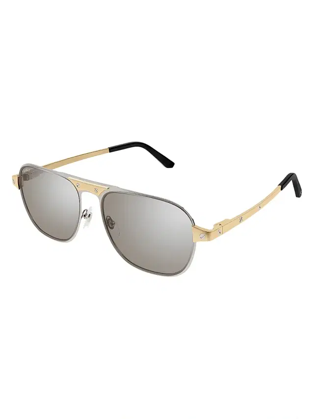 Cartier Men's Santos Evolution 58MM Navigator Sunglasses - Gold Silver