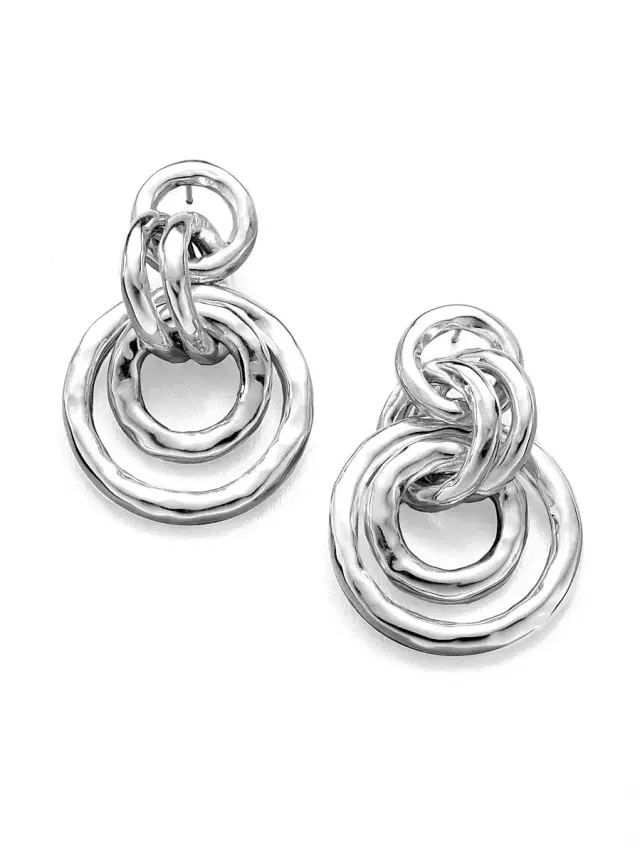 Women's Glamazon Sterling Silver Mini Jet Set Drop Earrings - Silver