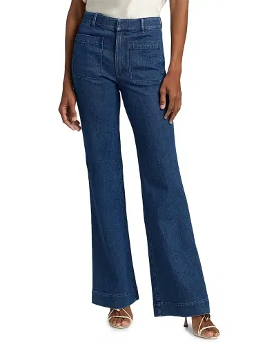 TANYA TAYLOR Women's Nicole Stretch-Denim Flare Pants - Classic Indigo Blue - Size 12 | Thumbnail 3