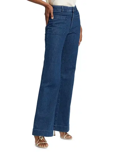 TANYA TAYLOR Women's Nicole Stretch-Denim Flare Pants - Classic Indigo Blue - Size 12 | Thumbnail 4