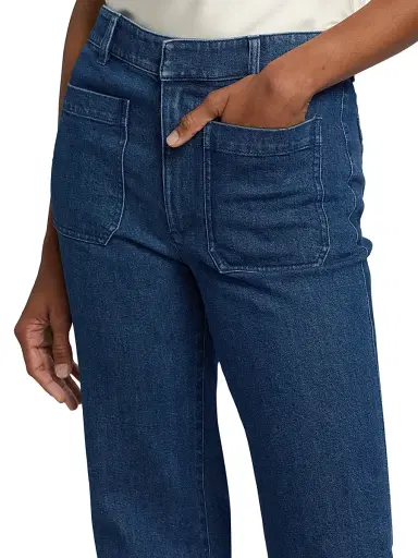 TANYA TAYLOR Women's Nicole Stretch-Denim Flare Pants - Classic Indigo Blue - Size 12 | Thumbnail 6