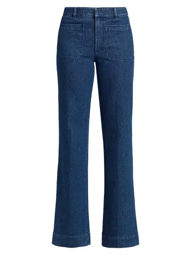 TANYA TAYLOR Women's Nicole Stretch-Denim Flare Pants - Classic Indigo Blue - Size 12 | Thumbnail 1