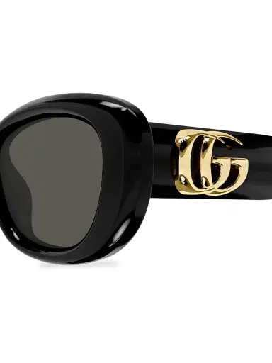 Gucci Women's GG Bag 53MM Oval Sunglasses - Black Gold Black | Thumbnail 3