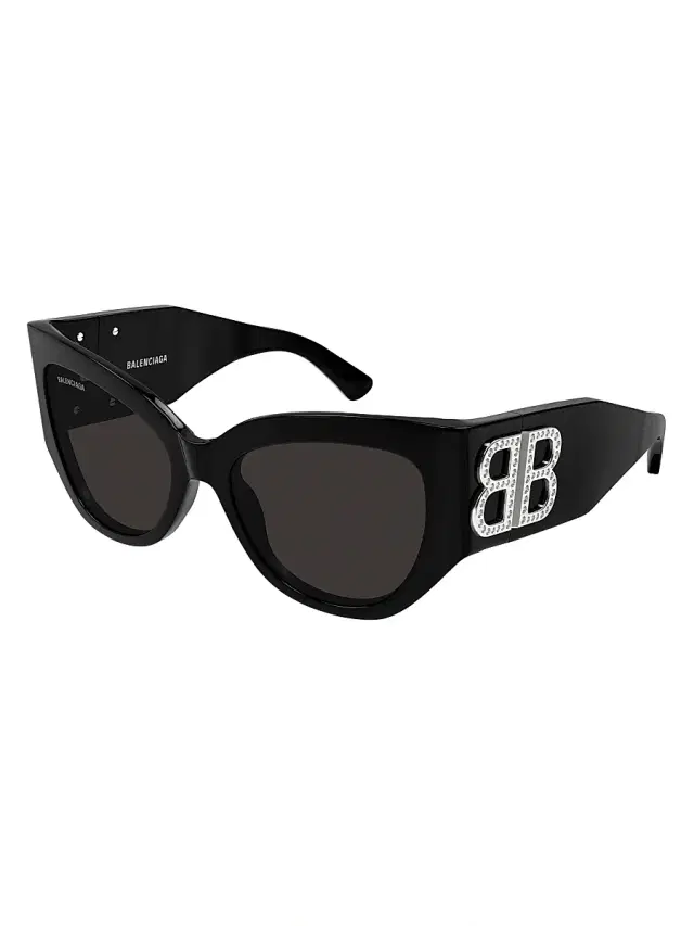 Balenciaga Women's Bossy 55MM Butterfly Sunglasses - Black Silver Black