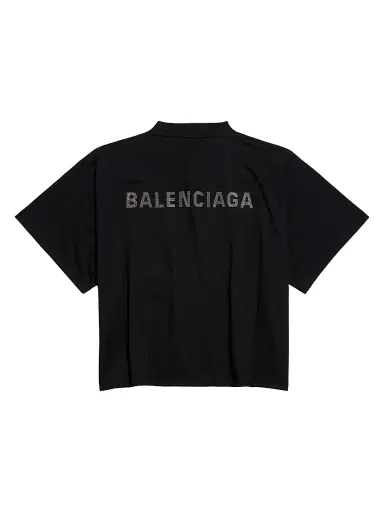 Balenciaga Women's Back Strass Cropped T-Shirt - Black - Size XL | Thumbnail 2