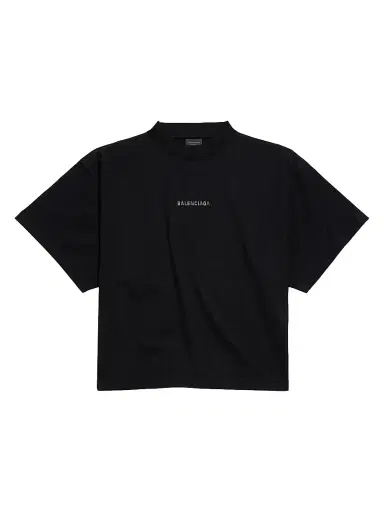 Balenciaga Women's Back Strass Cropped T-Shirt - Black - Size XL | Thumbnail 1