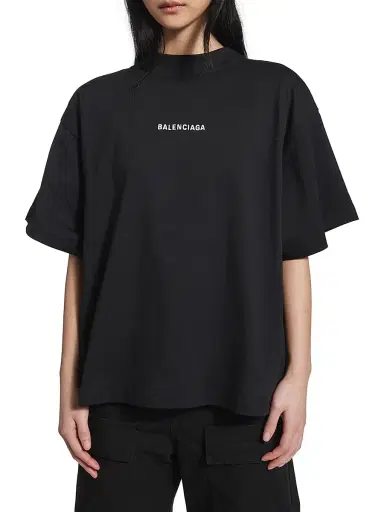 Balenciaga Women's Back Cropped T-Shirt - Black White - Size XL | Thumbnail 6