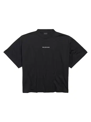 Balenciaga Women's Back Cropped T-Shirt - Black White - Size XL | Thumbnail 1