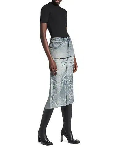 Balenciaga Women's Ripped Off Skirt - Light Blue | Thumbnail 6