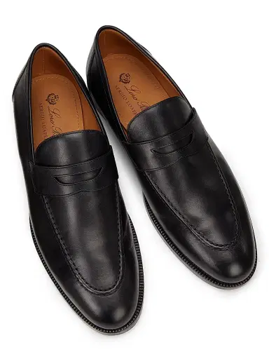 Loro Piana Women's Sergio Walk Leather Penny Loafers - Black | Thumbnail 4