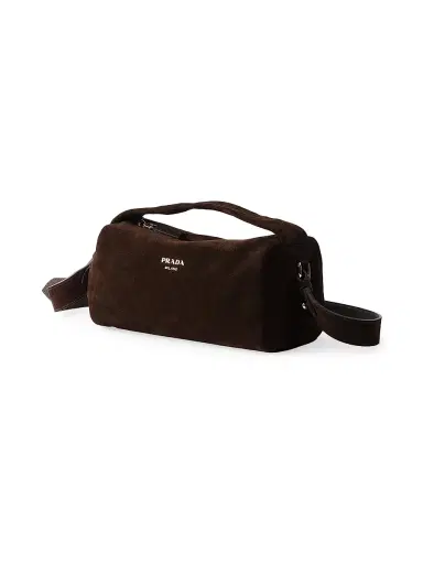 Prada Men's Suede Leather Shoulder Bag - Dark Brown | Thumbnail 4
