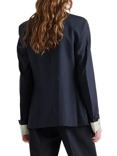 Prada Women's Double-Breasted Kid Mohair Jacket - Blue - Size 8 | Thumbnail 4