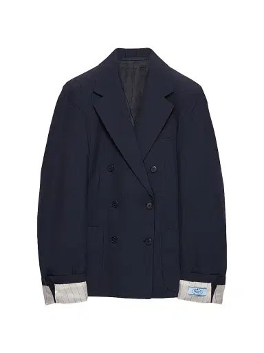 Prada Women's Double-Breasted Kid Mohair Jacket - Blue - Size 8 | Thumbnail 1