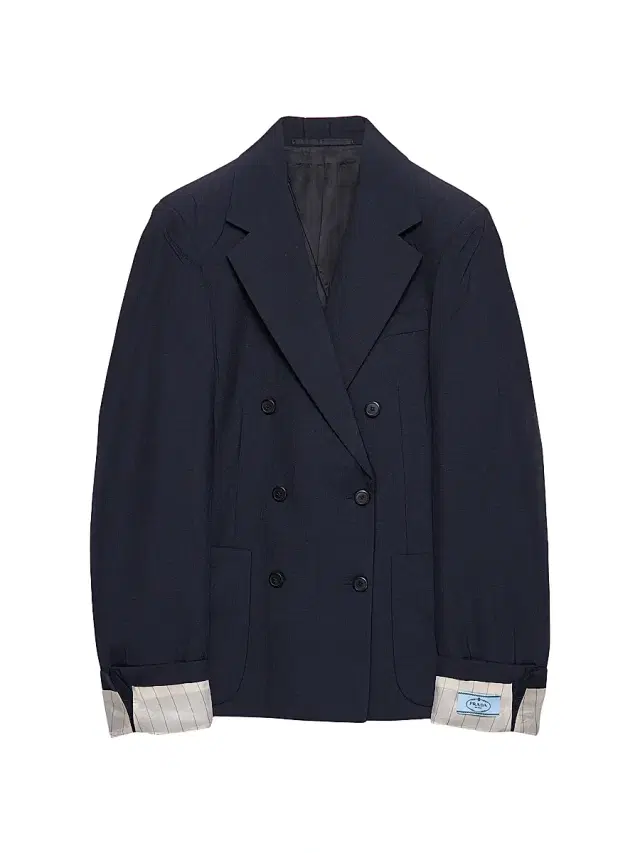 Women's Double-Breasted Kid Mohair Jacket - Blue