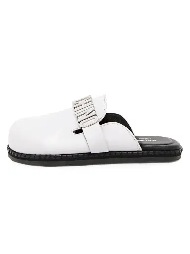 MOSCHINO Women's Sporty Logo-Accented Leather Mules - White - Size 11 | Thumbnail 1 MOSCHINO Women's Sporty Logo-Accented Leather Mules - White - Size 11 | Thumbnail 1