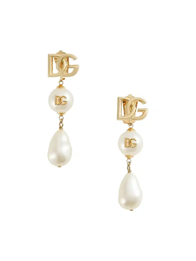 Women's Goldtone & Imitation Pearl Monogram Clip-On Drop Earrings - White