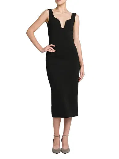 Giorgio Armani Women's Technical Stretch Jersey Midi-Dress | Thumbnail 2 Giorgio Armani Women's Technical Stretch Jersey Midi-Dress | Thumbnail 2