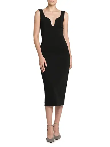 Giorgio Armani Women's Technical Stretch Jersey Midi-Dress | Thumbnail 3 Giorgio Armani Women's Technical Stretch Jersey Midi-Dress | Thumbnail 3