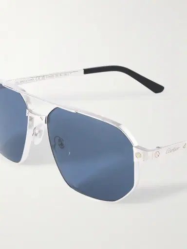 Cartier Eyewear Santos de Cartier Aviator-Style Silver and Gold-Tone Sunglasses - Men | Thumbnail 3 Cartier Eyewear Santos de Cartier Aviator-Style Silver and Gold-Tone Sunglasses - Men | Thumbnail 3