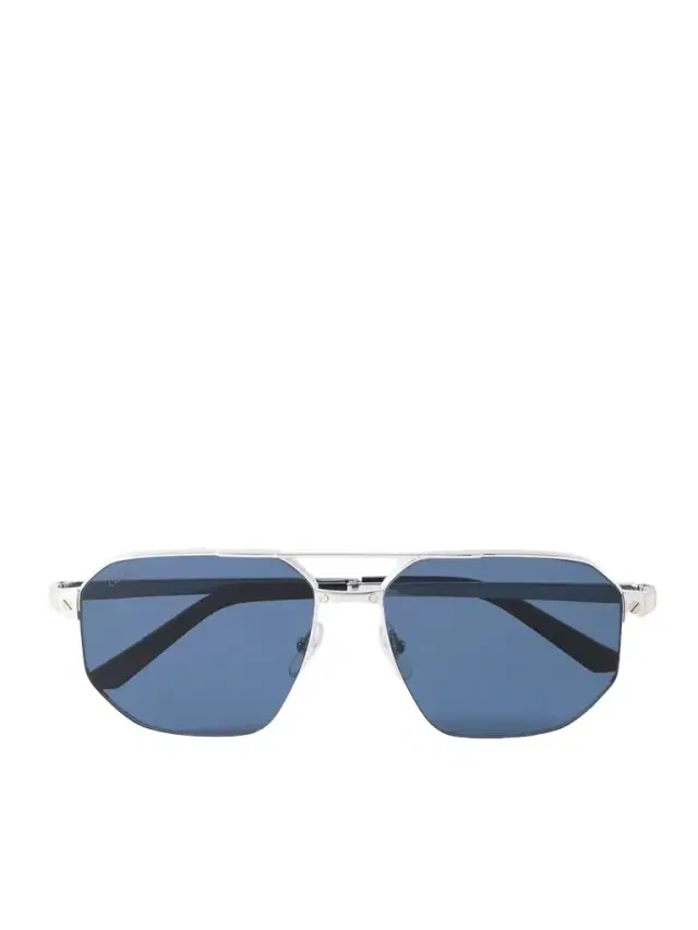 Cartier Eyewear Santos de Cartier Aviator-Style Silver and Gold-Tone Sunglasses - Men