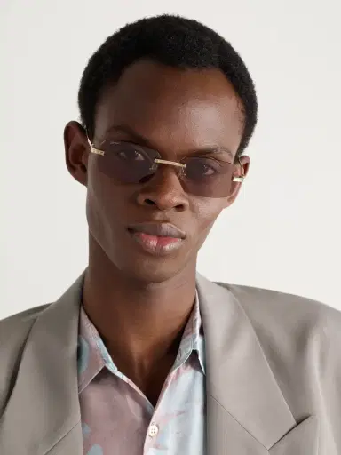 Cartier Eyewear Rimless Rectangular-Frame Gold-Tone Sunglasses - Men | Thumbnail 2