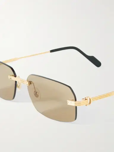Cartier Eyewear Rimless Rectangular-Frame Gold-Tone Sunglasses - Men | Thumbnail 3