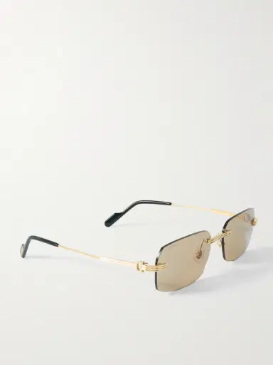 Cartier Eyewear Rimless Rectangular-Frame Gold-Tone Sunglasses - Men | Thumbnail 4