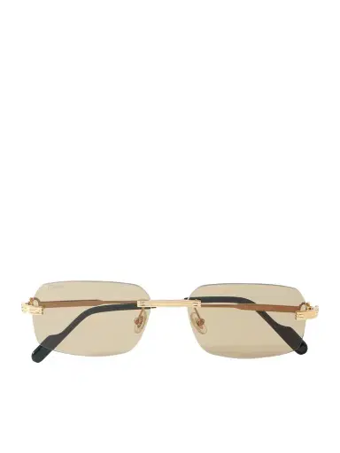 Cartier Eyewear Rimless Rectangular-Frame Gold-Tone Sunglasses - Men | Thumbnail 1