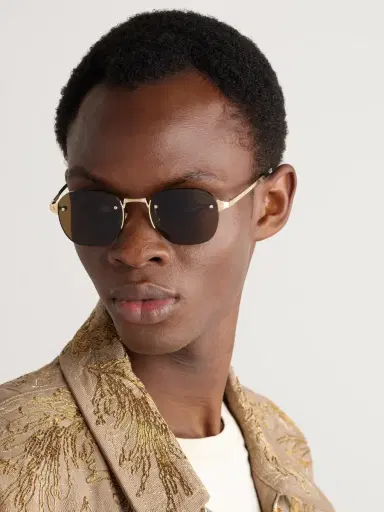 Cartier Eyewear Santos de Cartier Rimless Oval-Frame Gold-Tone Sunglasses - Men | Thumbnail 2