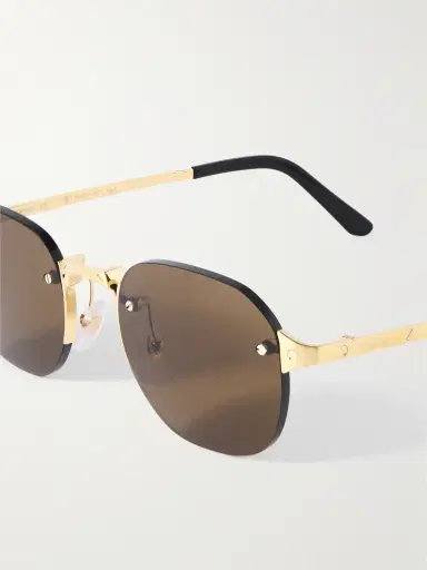 Cartier Eyewear Santos de Cartier Rimless Oval-Frame Gold-Tone Sunglasses - Men | Thumbnail 3