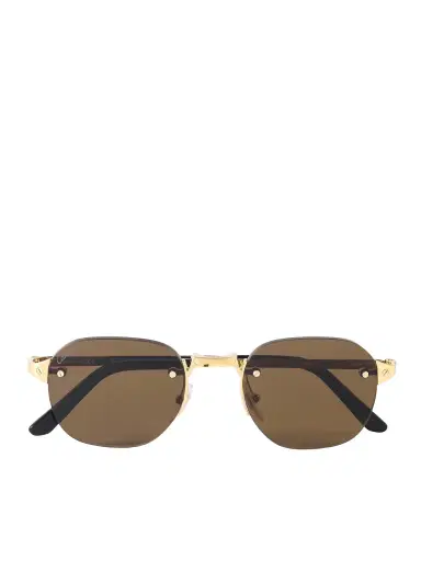 Cartier Eyewear Santos de Cartier Rimless Oval-Frame Gold-Tone Sunglasses - Men | Thumbnail 1