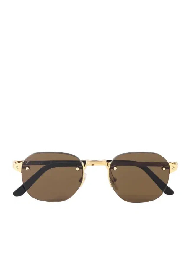 Cartier Eyewear Santos de Cartier Rimless Oval-Frame Gold-Tone Sunglasses - Men