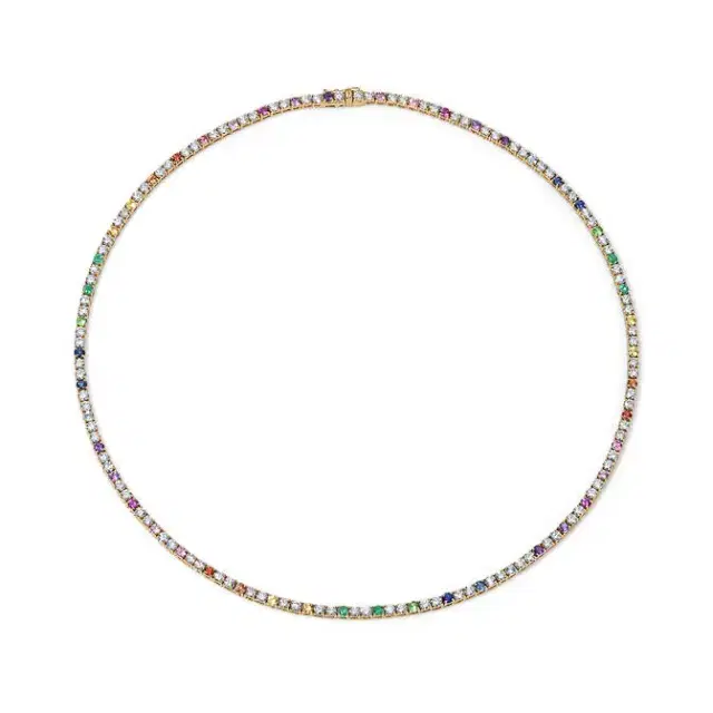 Stephanie Gottlieb Mini Rainbow Sapphire and Diamond Tennis Necklace