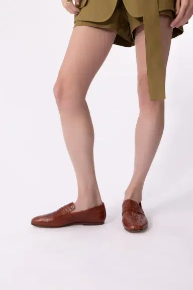 SOPHIQUE Essenziale Leather Loafer - Brown Embossed | Thumbnail 2