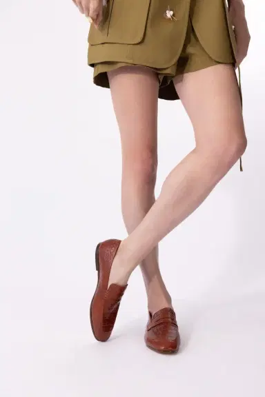 SOPHIQUE Essenziale Leather Loafer - Brown Embossed | Thumbnail 3