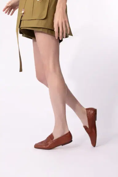 SOPHIQUE Essenziale Leather Loafer - Brown Embossed | Thumbnail 4