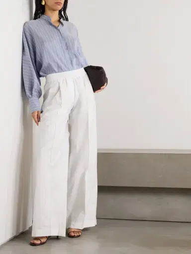 Brunello Cucinelli Pleated Cotton-blend Twill Wide-leg Pants | Thumbnail 2 Brunello Cucinelli Pleated Cotton-blend Twill Wide-leg Pants | Thumbnail 2