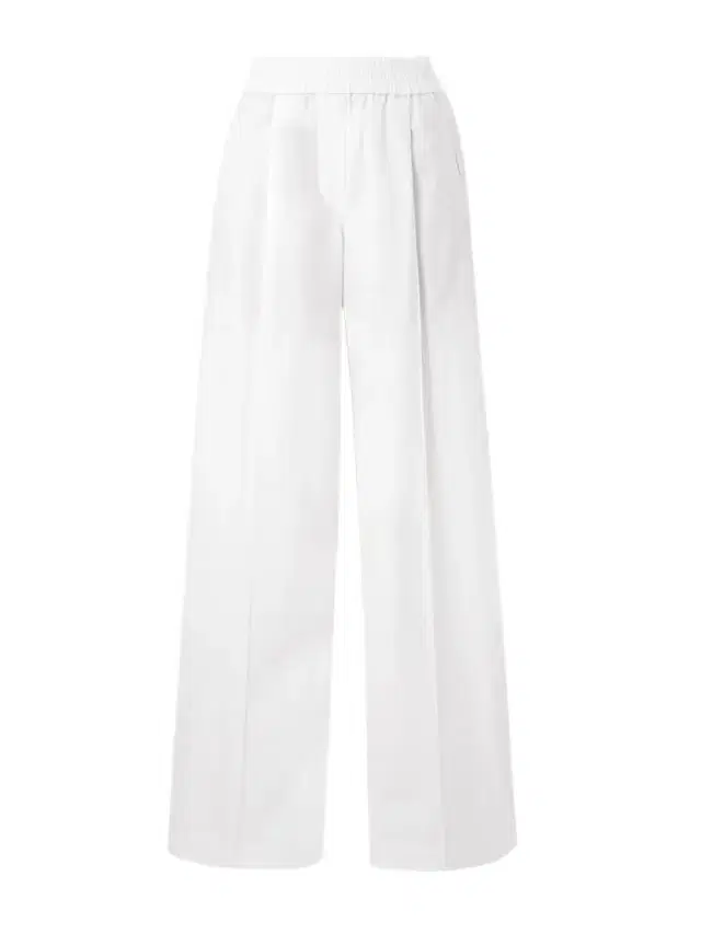 Pleated Cotton-blend Twill Wide-leg Pants