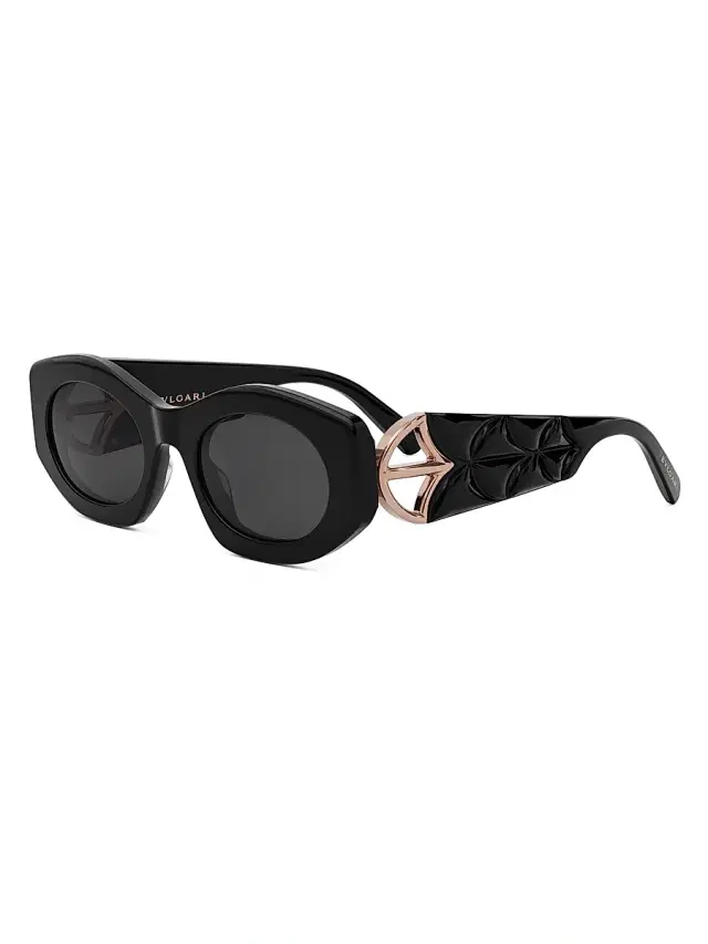 BVLGARI Women's Calla 51MM Oval Sunglasses - Black Rose Black