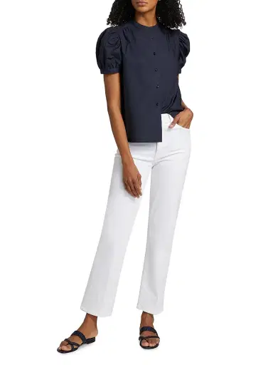 Frame Women's Le Sleek Straight High-Rise Jeans - White - Size 31 | Thumbnail 2