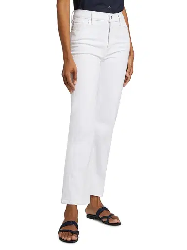 Frame Women's Le Sleek Straight High-Rise Jeans - White - Size 31 | Thumbnail 4