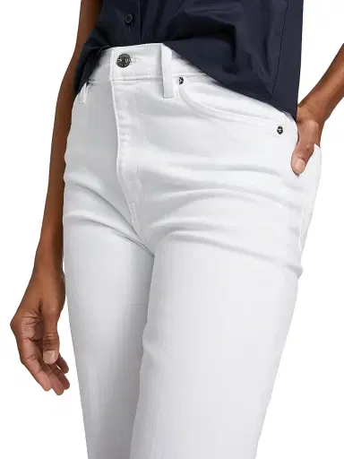 Frame Women's Le Sleek Straight High-Rise Jeans - White - Size 31 | Thumbnail 6