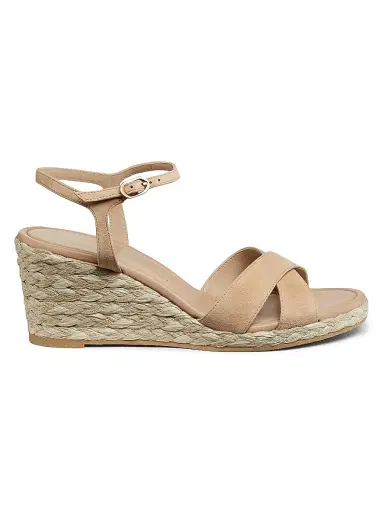 Stuart Weitzman Women's Dayna Suede Espadrille Wedges - Adobe Natural - Size 9.5 | Thumbnail 1