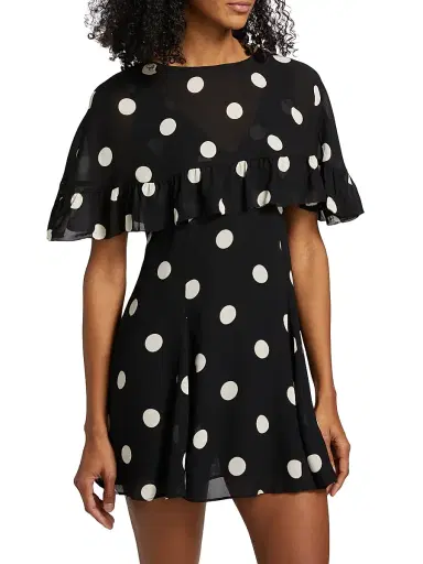 Reformation Women's Zelena Two-Piece A-Line Minidress & Shawl - Moon Dot - Size 6 | Thumbnail 4 Reformation Women's Zelena Two-Piece A-Line Minidress & Shawl - Moon Dot - Size 6 | Thumbnail 4