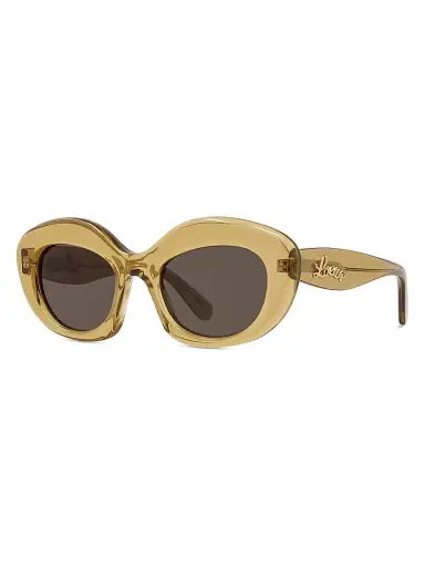 LOEWE Men's Curvy 51MM Cat-Eye Sunglasses - Dark Green Brown | Thumbnail 1