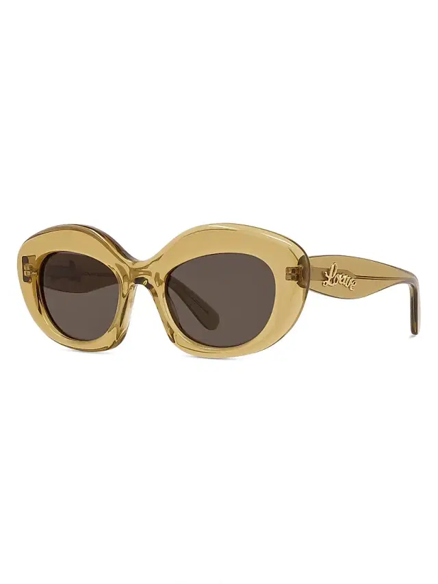 Men's Curvy 51MM Cat-Eye Sunglasses - Dark Green Brown