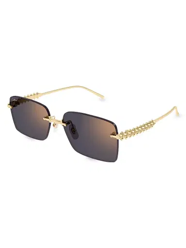 Cartier Women's Clash De 58MM Rectangular Sunglasses - Gold Dark Grey | Thumbnail 1 Cartier Women's Clash De 58MM Rectangular Sunglasses - Gold Dark Grey | Thumbnail 1